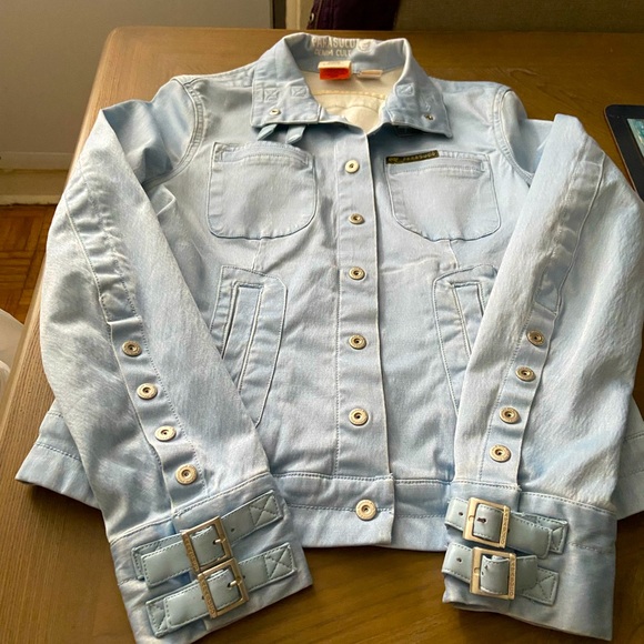 PARASUCO Baby Blue faux leather Jacket M $120 - Picture 7 of 10